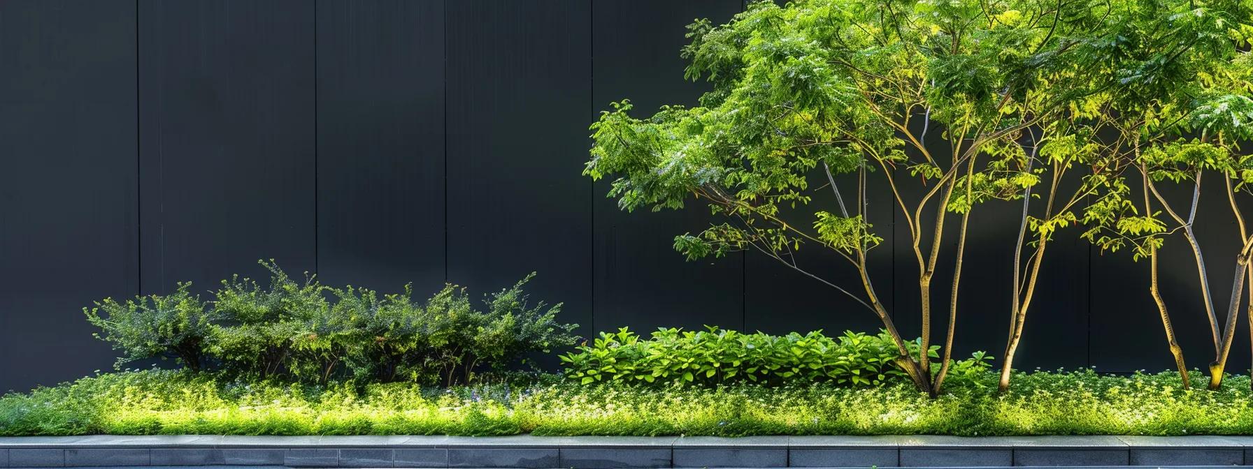 a meticulously designed urban landscape showcases locally sourced trees artfully integrated alongside thoughtfully arranged shrubs and groundcovers, featuring a modern irrigation system that facilitates eco-friendly water management, all under soft artificial lighting that enhances the harmonious blend of nature and innovative design. a meticulously designed urban landscape showcases locally sourced trees artfully integrated alongside thoughtfully arranged shrubs and groundcovers, featuring a modern irrigation system that facilitates eco-friendly water management, all under soft artificial lighting that enhances the harmonious blend of nature and innovative design.