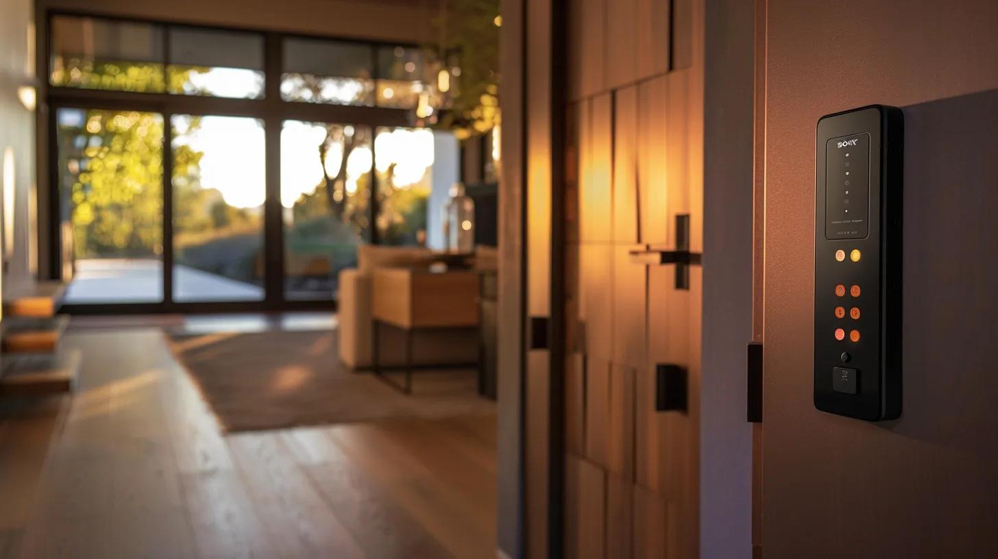 a meticulously organized home entrance features a locked door with a high-tech security system in clear view, accompanied by a digital keypad and a sleek surveillance camera, emphasizing the importance of access and security during service visits. a meticulously organized home entrance features a locked door with a high-tech security system in clear view, accompanied by a digital keypad and a sleek surveillance camera, emphasizing the importance of access and security during service visits.