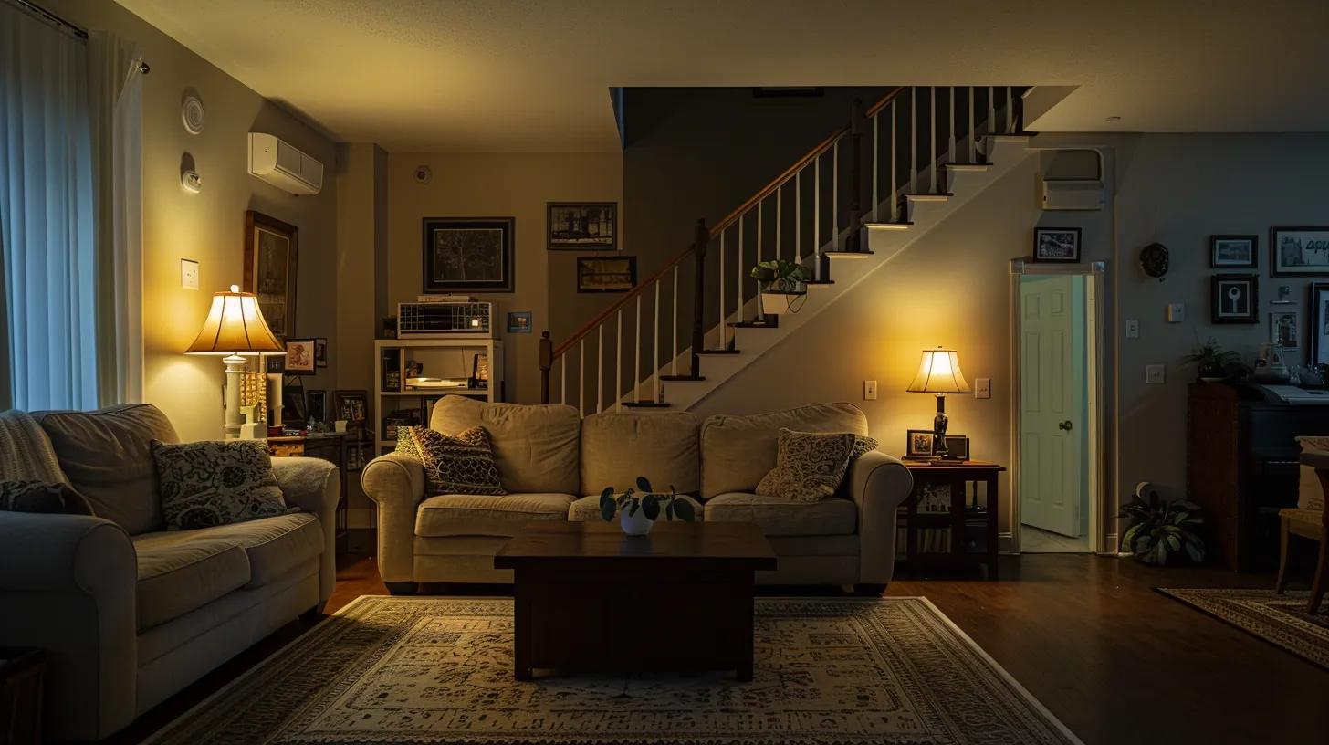 a meticulously organized living room, softly illuminated by warm indoor lighting, showcases sparkling surfaces and neatly arranged decor, setting the perfect backdrop for a serene and inviting memorial weekend gathering.
