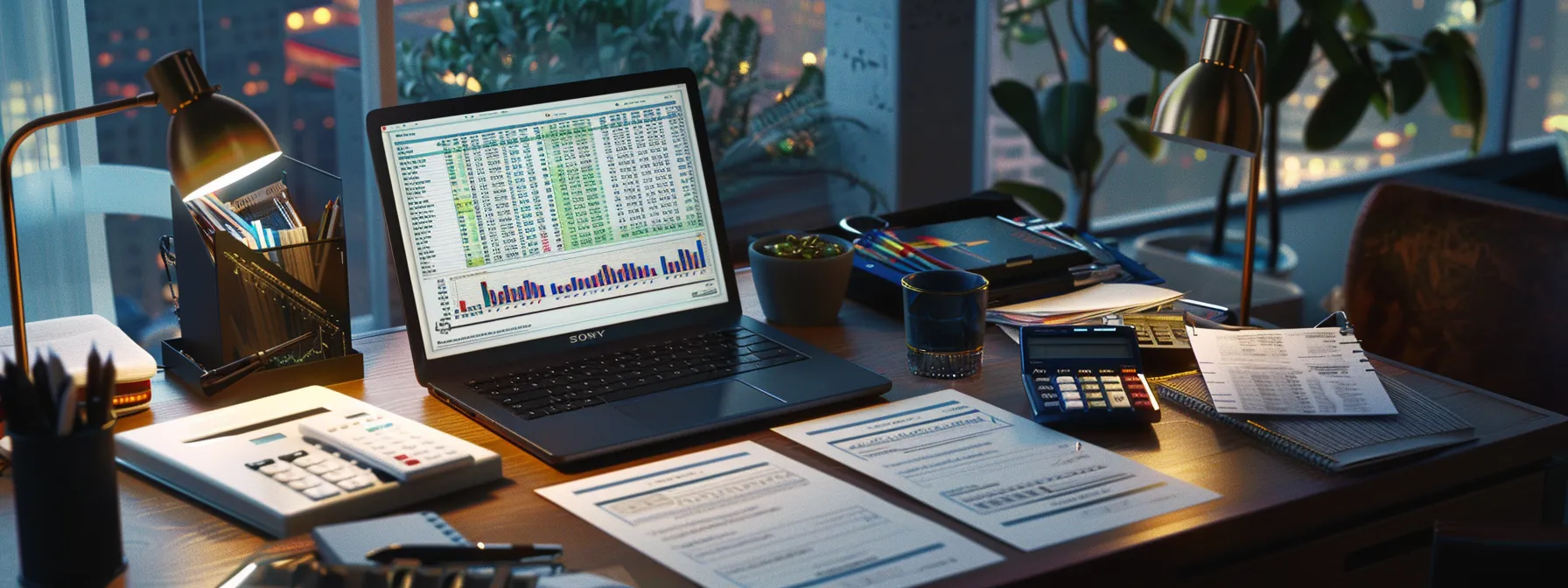 a meticulously organized office workspace features a sleek desk with an open financial spreadsheet on a laptop, alongside a calculator and a detailed market analysis document, emphasizing a professional environment focused on budgeting for bulk beef investment. a meticulously organized office workspace features a sleek desk with an open financial spreadsheet on a laptop, alongside a calculator and a detailed market analysis document, emphasizing a professional environment focused on budgeting for bulk beef investment.