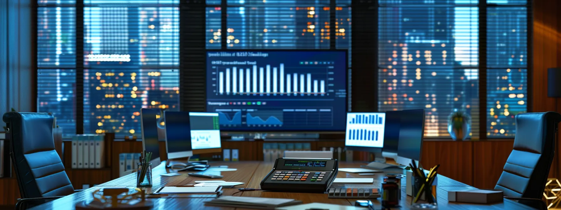 a meticulously organized office workspace features a sleek conference table adorned with spreadsheets and calculators, showcasing a deep analysis of the financial aspects of purchasing whole beef, complete with colorful charts highlighting cost comparisons and potential savings.