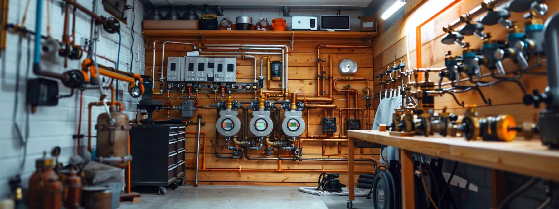 a meticulously organized plumbing workshop brimming with advanced gas detection equipment and safety gear, illuminated by bright, artificial lighting, underscores the critical measures and technologies homeowners rely on to prevent gas leak hazards. a meticulously organized plumbing workshop brimming with advanced gas detection equipment and safety gear, illuminated by bright, artificial lighting, underscores the critical measures and technologies homeowners rely on to prevent gas leak hazards.