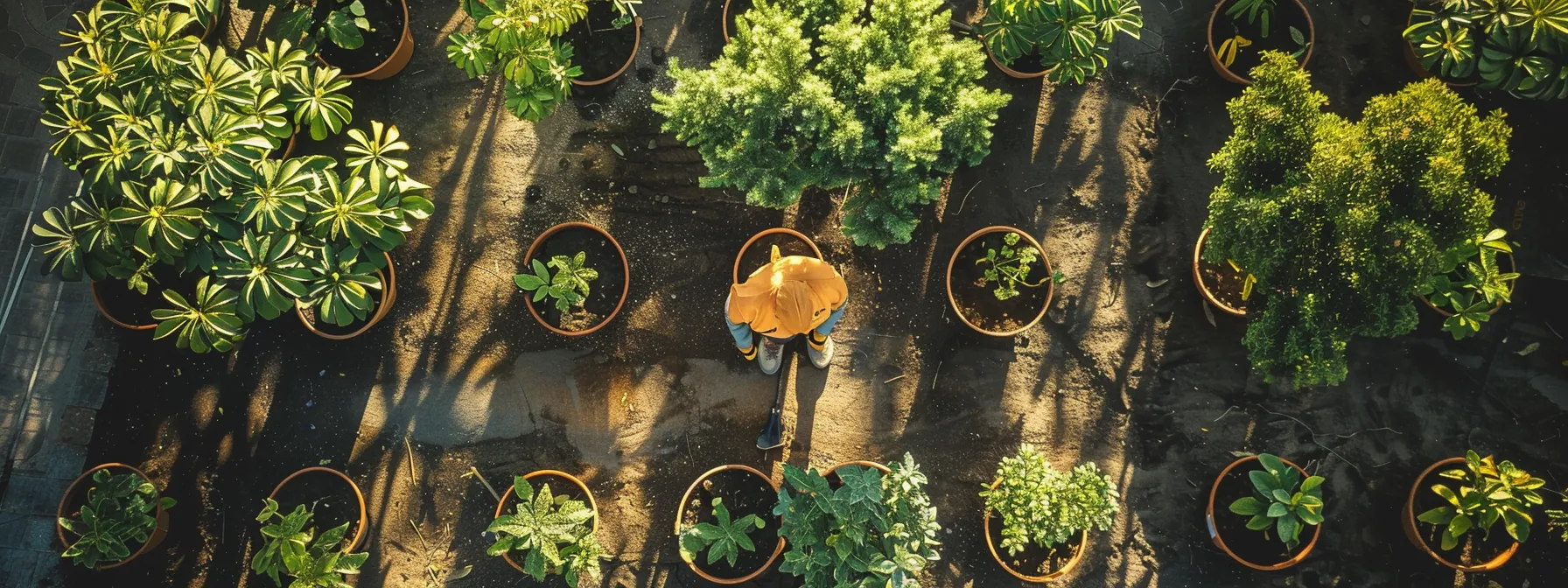 a meticulously organized urban planting site showcases a professional grower demonstrating precise techniques for successfully planting a robust nursery tree, with clearly marked planting spots and tools laid out for optimal tree establishment. a meticulously organized urban planting site showcases a professional grower demonstrating precise techniques for successfully planting a robust nursery tree, with clearly marked planting spots and tools laid out for optimal tree establishment.