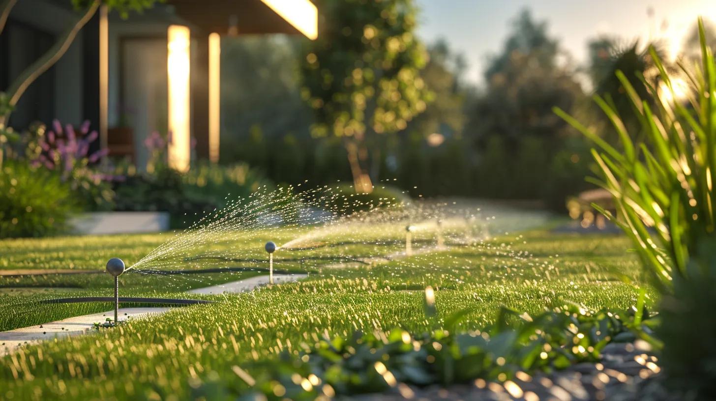 a meticulously prepared lawn, freshly mowed to an optimal height, showcases marked sprinkler heads and cleared debris, set against a backdrop of modern gardening tools and equipment ready for efficient aeration and seeding. a meticulously prepared lawn, freshly mowed to an optimal height, showcases marked sprinkler heads and cleared debris, set against a backdrop of modern gardening tools and equipment ready for efficient aeration and seeding.
