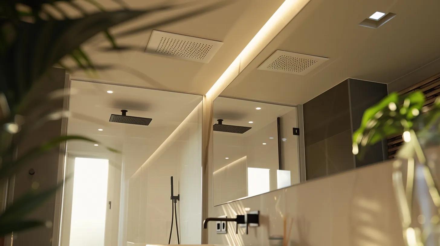 a modern bathroom featuring a sleek soffit vent discreetly integrated into the ceiling, with a focus on the clean lines and minimalist design that emphasizes improved indoor air quality and moisture control. a modern bathroom featuring a sleek soffit vent discreetly integrated into the ceiling, with a focus on the clean lines and minimalist design that emphasizes improved indoor air quality and moisture control.