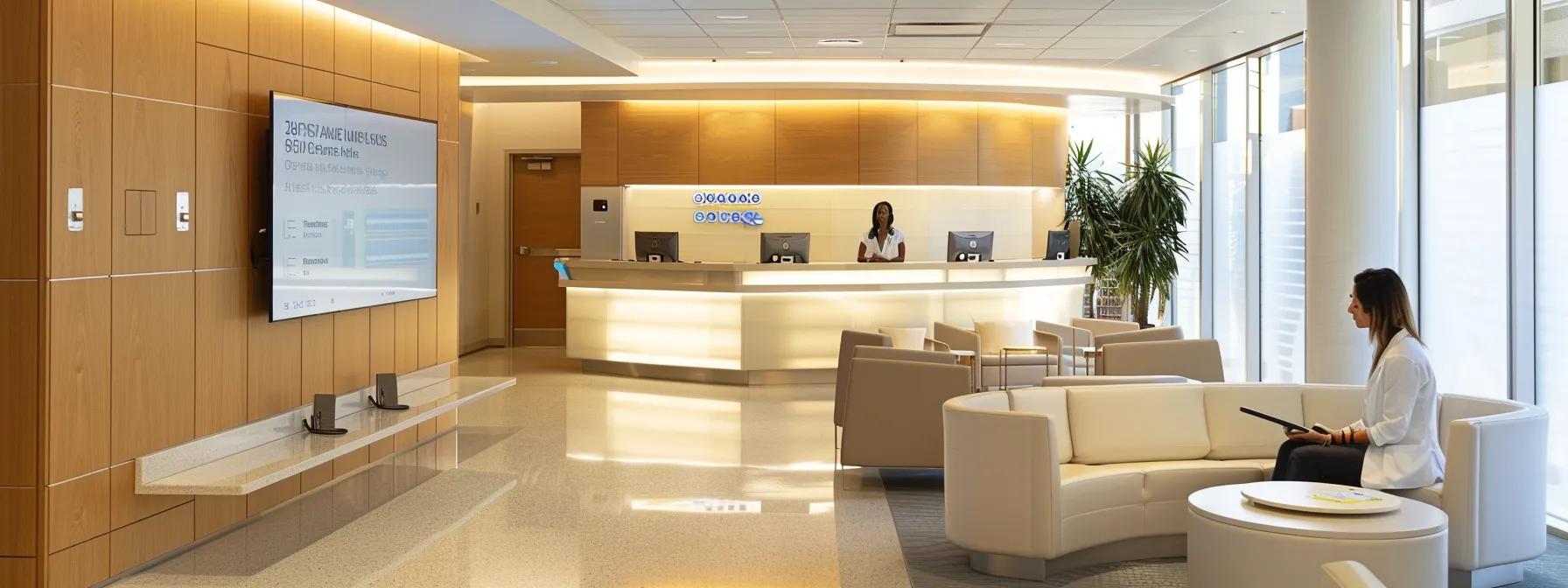a modern clinic consultation room with a sleek digital interface displaying patient progress metrics, where a healthcare professional interacts with a patient using a tablet, illustrating the integration of technology in weight loss support and follow-up services. a modern clinic consultation room with a sleek digital interface displaying patient progress metrics, where a healthcare professional interacts with a patient using a tablet, illustrating the integration of technology in weight loss support and follow-up services.