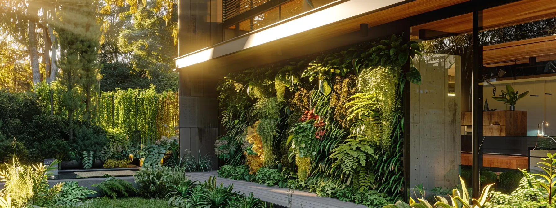 a modern home addition adorned with lush vertical gardens and a vibrant green roof, bathed in soft golden sunlight, showcasing sustainable materials and energy-efficient features that harmoniously blend beauty with eco-conscious design. a modern home addition adorned with lush vertical gardens and a vibrant green roof, bathed in soft golden sunlight, showcasing sustainable materials and energy-efficient features that harmoniously blend beauty with eco-conscious design.