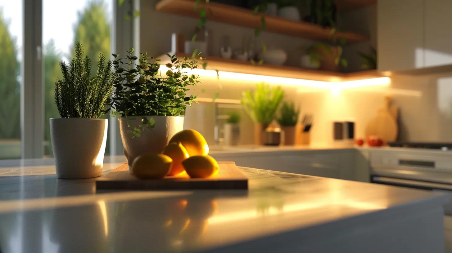 a modern kitchen filled with vibrant, eco-friendly pest control solutions displayed on sleek countertops, featuring attractive plant-based repellents and stylish physical barriers, all illuminated by warm, ambient lighting to emphasize a clean and safe home environment. a modern kitchen filled with vibrant, eco-friendly pest control solutions displayed on sleek countertops, featuring attractive plant-based repellents and stylish physical barriers, all illuminated by warm, ambient lighting to emphasize a clean and safe home environment.