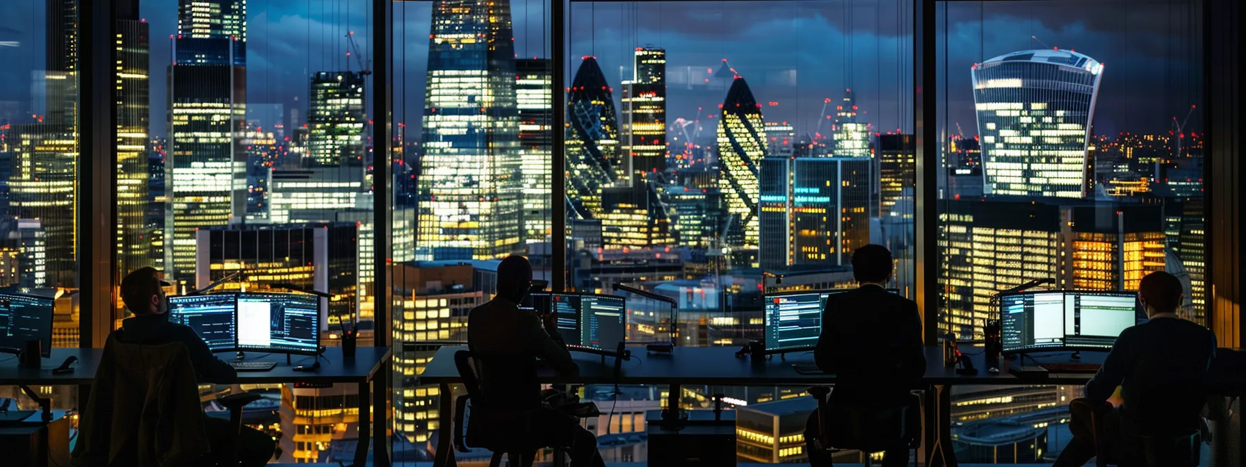 a modern london office brimming with energy, featuring a diverse team of professionals collaborating over digital screens displaying seo analytics and strategies, illuminated by sleek overhead lighting that emphasises their focused discussions on enhancing online visibility.