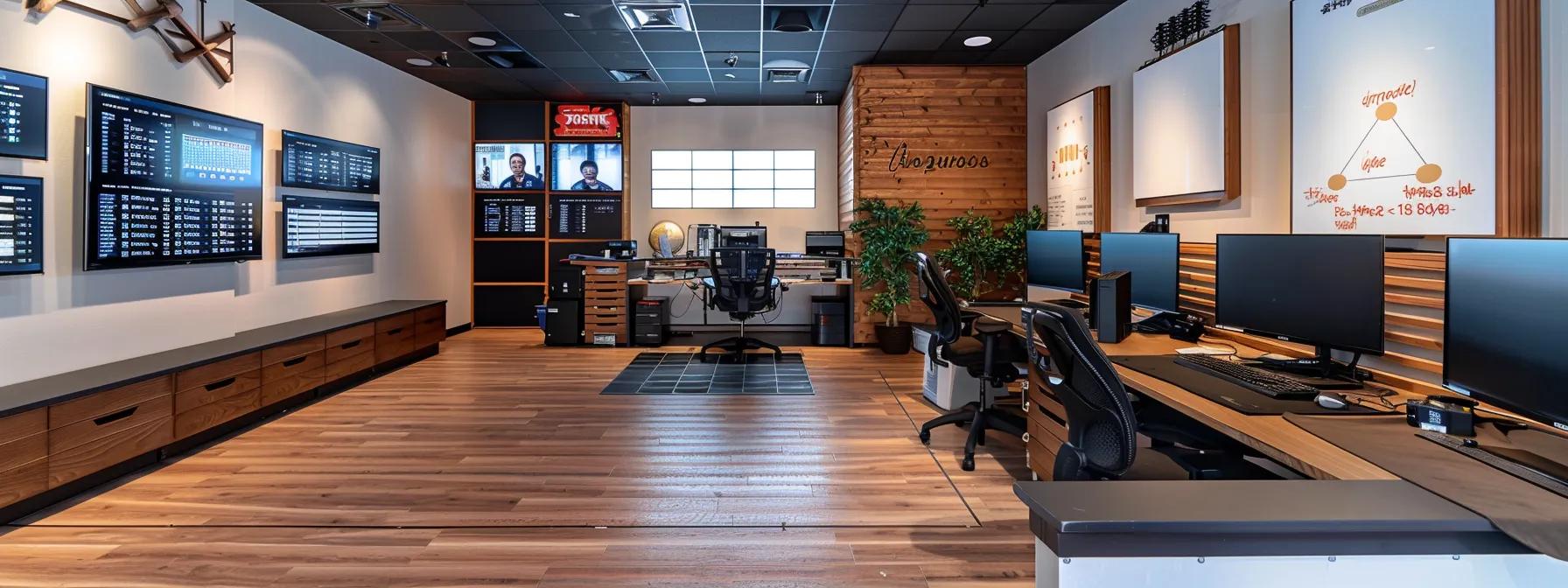 a modern martial arts school office featuring sleek digital screens displaying real-time attendance tracking and automated reports, emphasizing the efficiency and integration of a cutting-edge attendance management system. a modern martial arts school office featuring sleek digital screens displaying real-time attendance tracking and automated reports, emphasizing the efficiency and integration of a cutting-edge attendance management system.