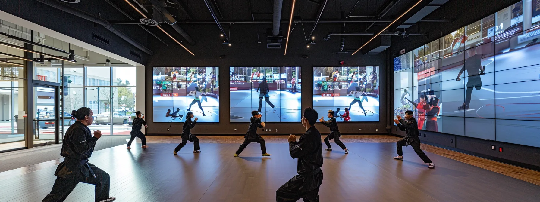 a modern martial arts school filled with diverse students engaged in training, surrounded by digital screens displaying enrollment statistics and retention analytics, emphasizing data-driven strategies for enhancing student loyalty and community connection. a modern martial arts school filled with diverse students engaged in training, surrounded by digital screens displaying enrollment statistics and retention analytics, emphasizing data-driven strategies for enhancing student loyalty and community connection.