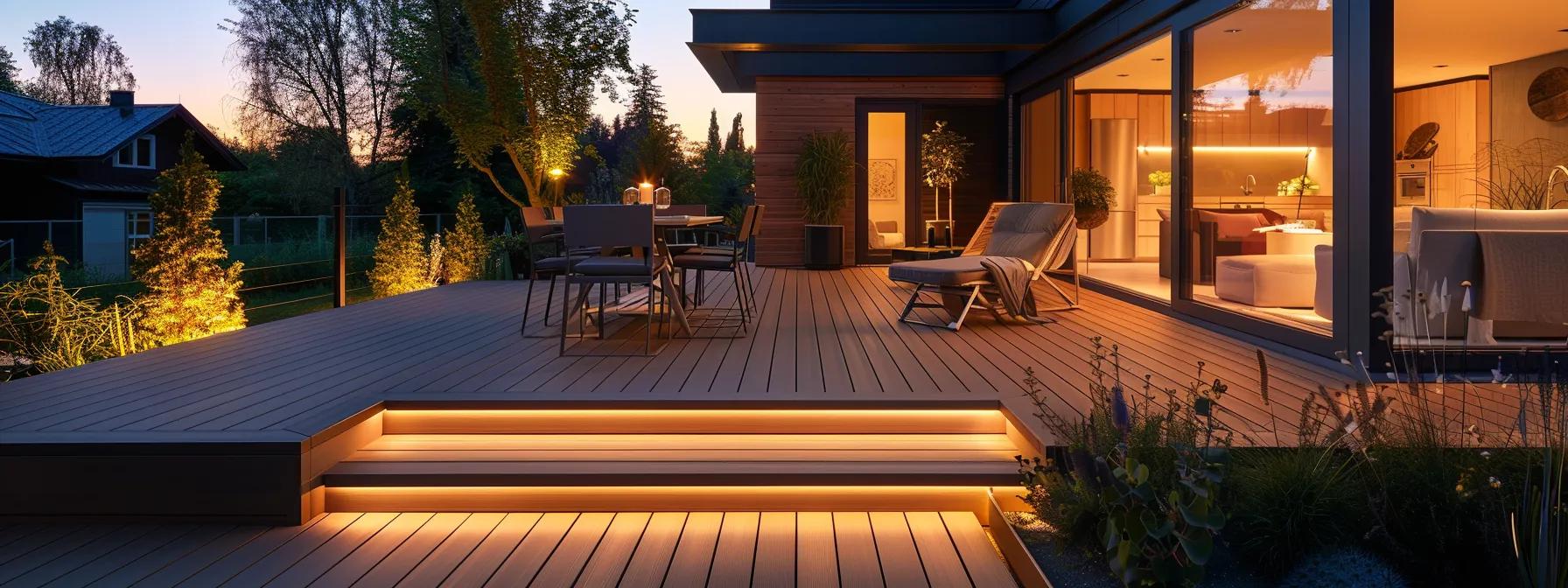 a modern, meticulously designed outdoor deck showcases sleek pedestal systems, durable materials, and stylish decor, illuminated in soft evening light to highlight its elegant lines and functional layout. a modern, meticulously designed outdoor deck showcases sleek pedestal systems, durable materials, and stylish decor, illuminated in soft evening light to highlight its elegant lines and functional layout.