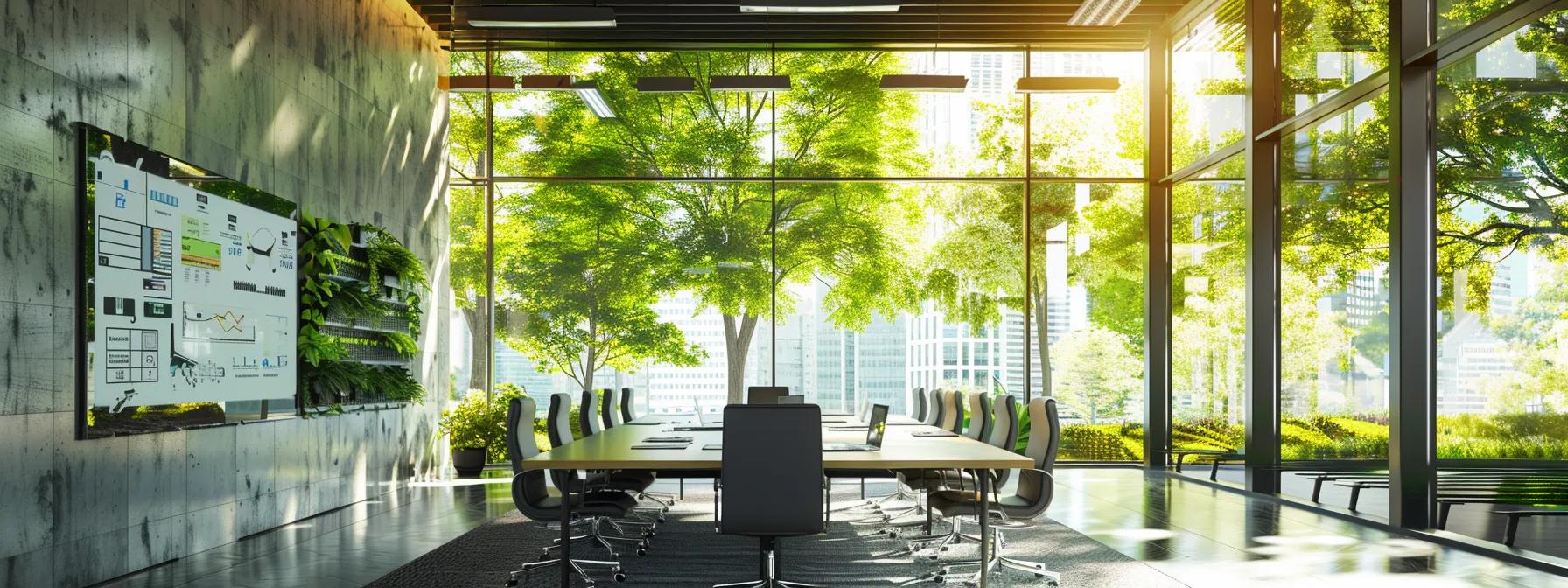 a modern office environment features a large conference table with blueprints and charts displayed, showcasing diverse tree species alongside digital screens illustrating their growth patterns and benefits, emphasizing strategic landscape planning for urban spaces. a modern office environment features a large conference table with blueprints and charts displayed, showcasing diverse tree species alongside digital screens illustrating their growth patterns and benefits, emphasizing strategic landscape planning for urban spaces.