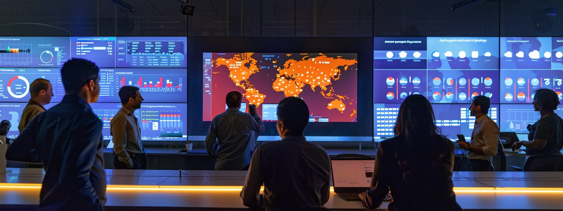 a modern office environment features an engaged team gathered around a sleek conference table, intently discussing a digital dashboard displaying customer support metrics, with vibrant training materials and resource guides prominently displayed on their devices. a modern office environment features an engaged team gathered around a sleek conference table, intently discussing a digital dashboard displaying customer support metrics, with vibrant training materials and resource guides prominently displayed on their devices.