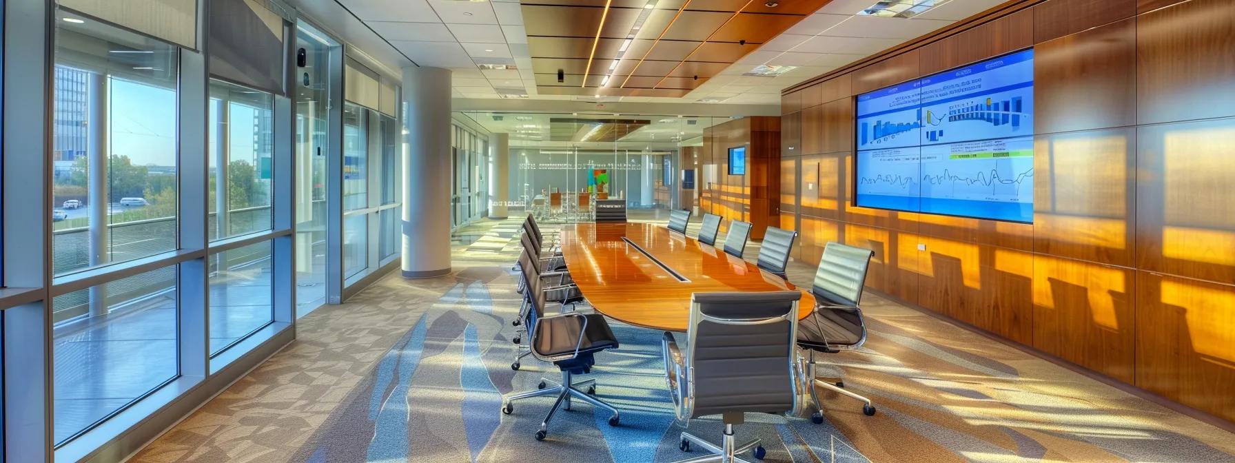 a modern office environment showcases a sleek conference room where diverse professionals attentively engage in a discussion about various solar financing options, highlighted by a large digital screen displaying charts and diagrams illustrating loans, leases, and power purchase agreements. a modern office environment showcases a sleek conference room where diverse professionals attentively engage in a discussion about various solar financing options, highlighted by a large digital screen displaying charts and diagrams illustrating loans, leases, and power purchase agreements.