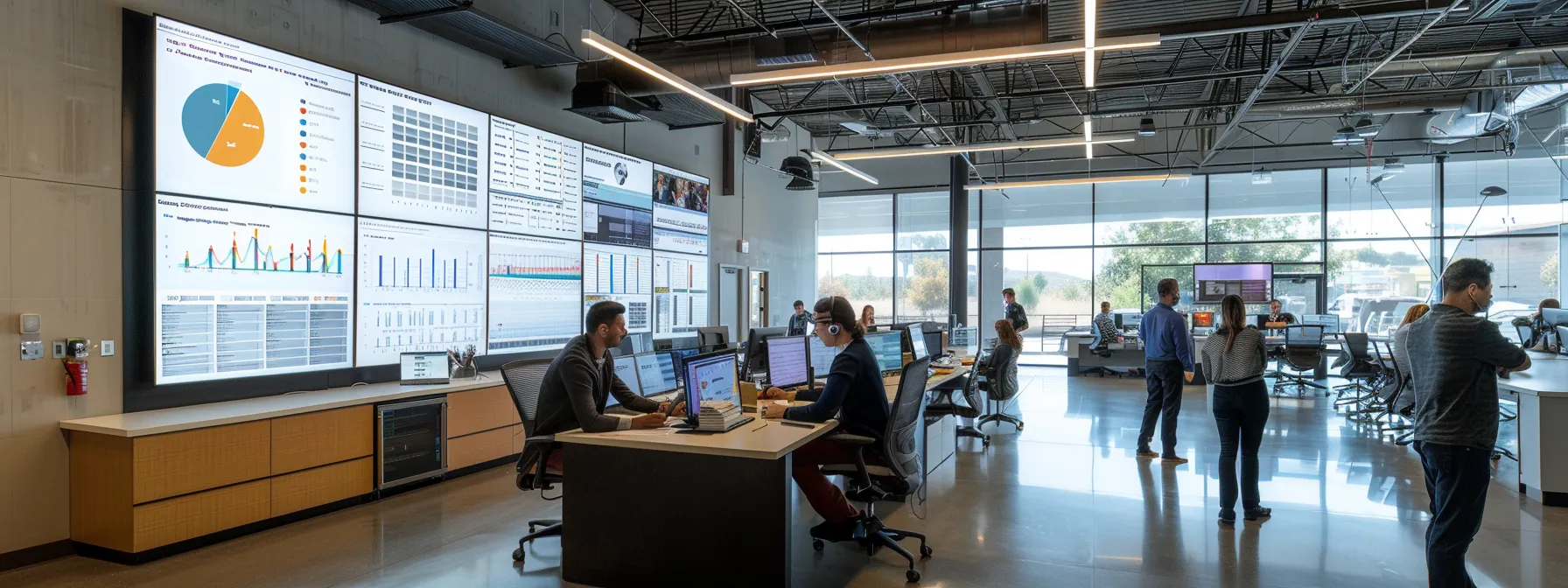 a modern office filled with advanced technology displays a team of professionals intently analyzing data on a sleek touchscreen interface, showcasing the efficacy and efficiency of ai-guided solar maintenance plans. a modern office filled with advanced technology displays a team of professionals intently analyzing data on a sleek touchscreen interface, showcasing the efficacy and efficiency of ai-guided solar maintenance plans.