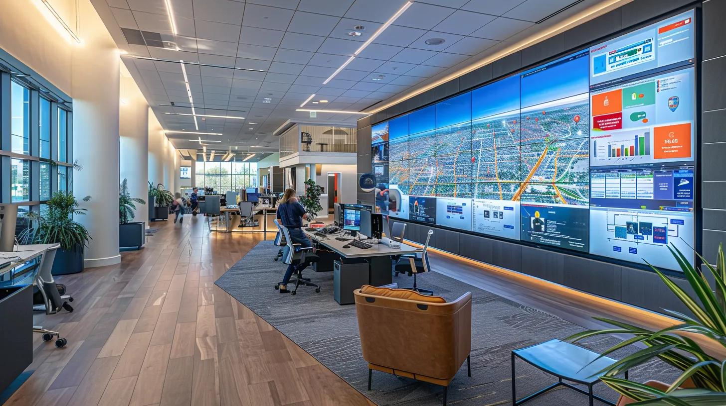 a modern office space bustling with activity showcases diverse contractors collaborating around a large project blueprint, accented by digital screens displaying intricate scheduling software and quality control metrics, illuminating their commitment to meticulous project planning and execution in commercial renovations. a modern office space bustling with activity showcases diverse contractors collaborating around a large project blueprint, accented by digital screens displaying intricate scheduling software and quality control metrics, illuminating their commitment to meticulous project planning and execution in commercial renovations.