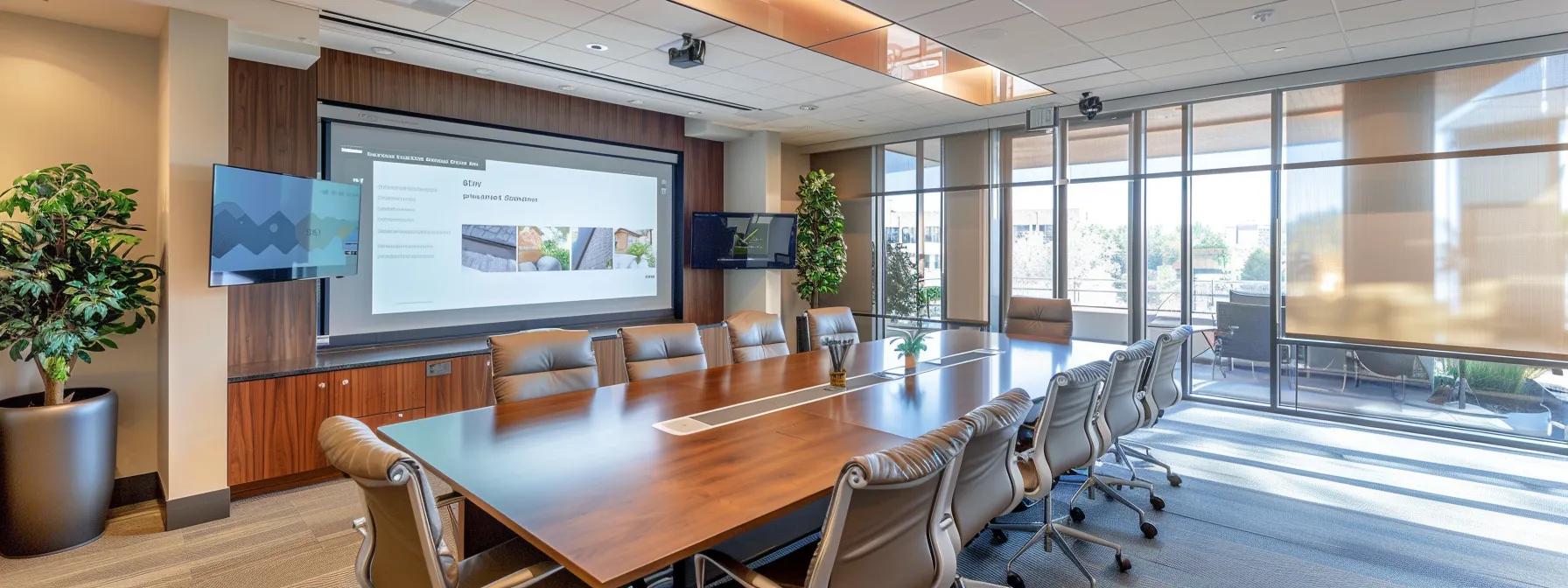 a modern office space features a sleek conference table with a digital presentation highlighting a detailed comparison of roofing maintenance strategies, surrounded by professionals engaged in a focused discussion. a modern office space features a sleek conference table with a digital presentation highlighting a detailed comparison of roofing maintenance strategies, surrounded by professionals engaged in a focused discussion.