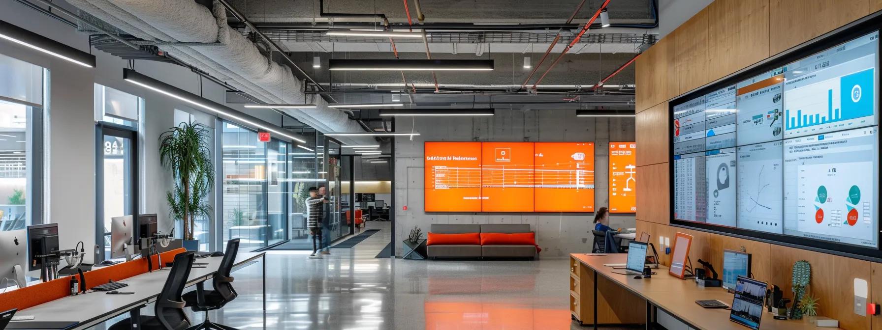 a modern office space showcasing advanced roofing technology, featuring sleek digital monitoring screens and professionals using sophisticated tools to assess and install cutting-edge roofing materials, all under bright, focused overhead lighting. a modern office space showcasing advanced roofing technology, featuring sleek digital monitoring screens and professionals using sophisticated tools to assess and install cutting-edge roofing materials, all under bright, focused overhead lighting.