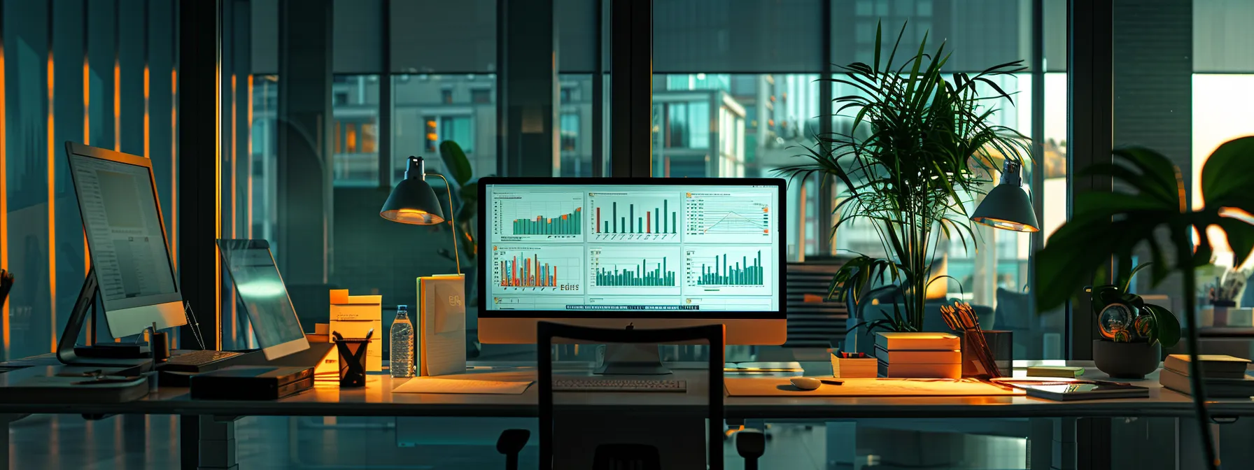 a modern office workspace features a sleek computer screen displaying analytics and local search strategies, surrounded by notes and charts illustrating revenue growth and online presence optimization, all under bright, focused lighting to convey a sense of professionalism and urgency. a modern office workspace features a sleek computer screen displaying analytics and local search strategies, surrounded by notes and charts illustrating revenue growth and online presence optimization, all under bright, focused lighting to convey a sense of professionalism and urgency.