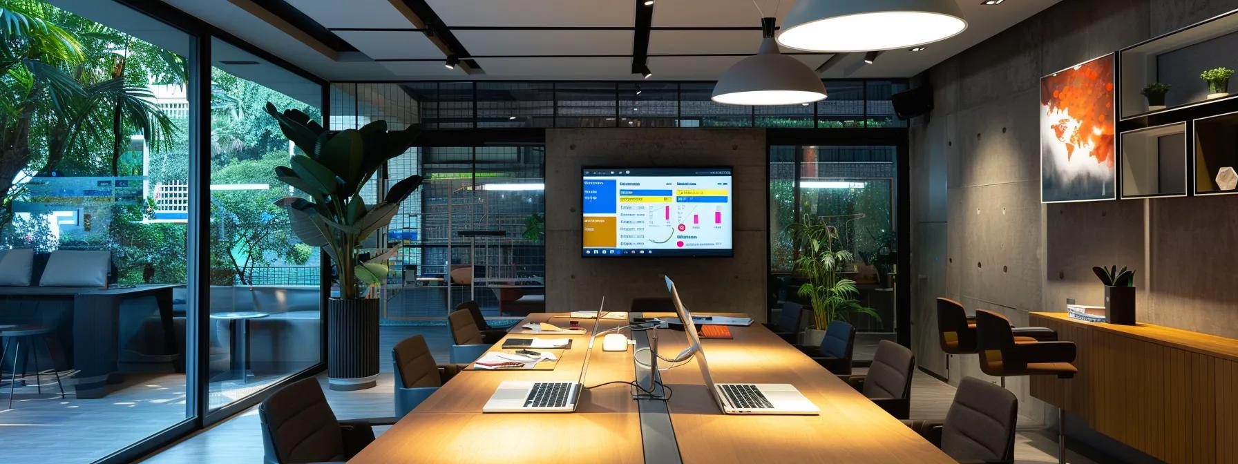 a modern office workspace featuring a sleek laptop with colorful ppc analytics displayed on the screen, surrounded by strategic planning materials and analytical charts, illuminated by focused overhead lighting to emphasize the importance of data-driven decision-making.