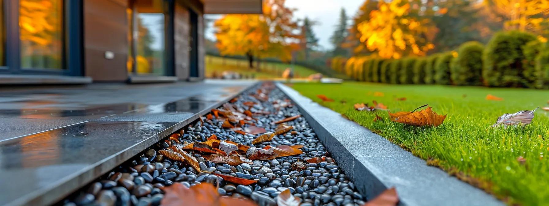 a modern residential home showcases a sleek, seamless gutter system efficiently directing rainwater away from the foundation, with a focus on a clear, dry area around the base that highlights the importance of proper drainage in preventing structural damage. a modern residential home showcases a sleek, seamless gutter system efficiently directing rainwater away from the foundation, with a focus on a clear, dry area around the base that highlights the importance of proper drainage in preventing structural damage.