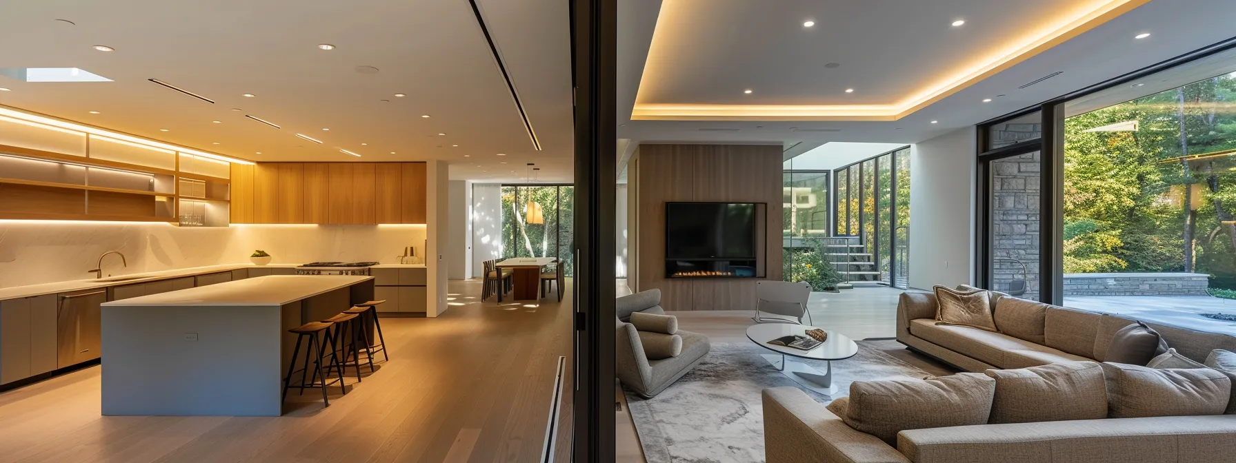 a modern, sleek living room showcases a state-of-the-art hvac system with visible ductwork, emphasizing comfort and efficiency through crisp, bright lighting that highlights the clean lines and minimalist decor. a modern, sleek living room showcases a state-of-the-art hvac system with visible ductwork, emphasizing comfort and efficiency through crisp, bright lighting that highlights the clean lines and minimalist decor.