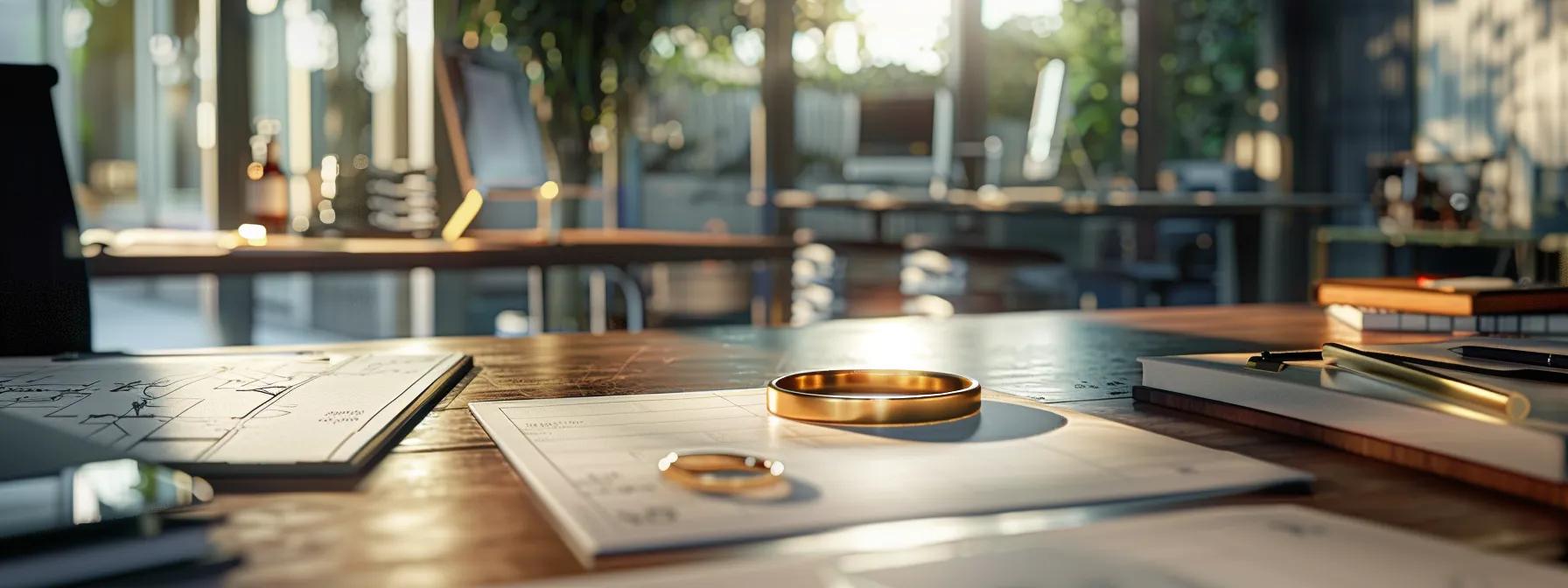 a modern, sleek office environment features an elegant titanium ring prominently displayed on a polished desk, symbolizing its corrosion resistance and durability amidst architectural blueprints and design materials. a modern, sleek office environment features an elegant titanium ring prominently displayed on a polished desk, symbolizing its corrosion resistance and durability amidst architectural blueprints and design materials.