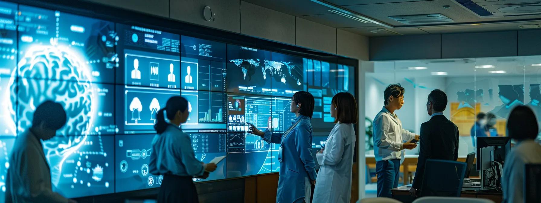 a modern, sleek office space features a diverse group of professionals engaged in a collaborative discussion, surrounded by digital screens displaying health consultant service options and data analytics, emphasizing informed decision-making in healthcare. a modern, sleek office space features a diverse group of professionals engaged in a collaborative discussion, surrounded by digital screens displaying health consultant service options and data analytics, emphasizing informed decision-making in healthcare.