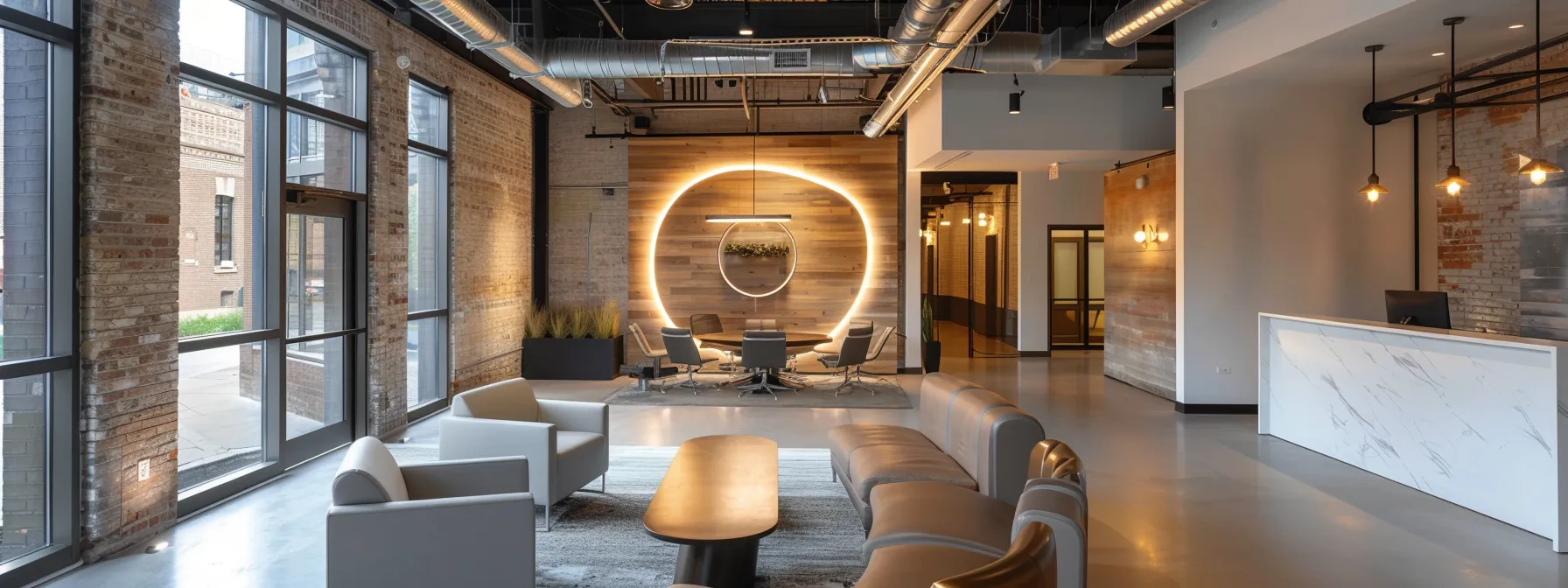 A-a-modern-sleek-office-space-b6a8c005-5885-413c-9e06-53c1f5a42bc8 a modern, sleek office space in south side chicago, featuring an attentive homeowner discussing hvac financing options with a professional advisor, illuminated by bright, focused lighting that highlights the importance of financial readiness in home upgrades.
