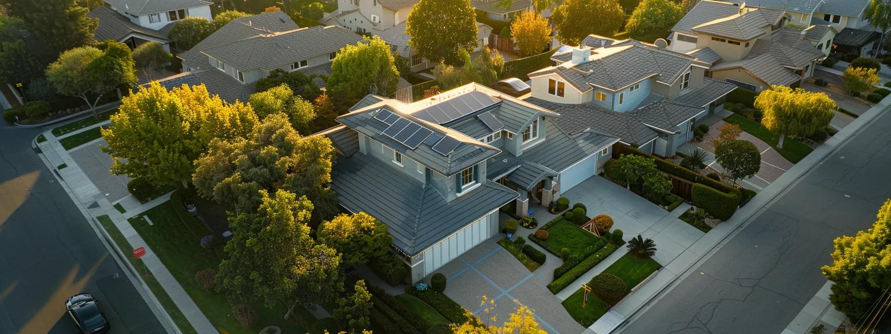 a modern, stylish home with an eye-catching energy-efficient roof is showcased in a well-lit suburban neighborhood, emphasizing its aesthetic appeal and potential long-term value on the property market.