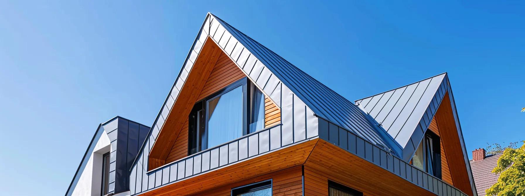 a modern suburban home showcases its elegant, premium metal shingles against a clear blue sky, symbolizing the strategic investment in long-term property value through superior roofing aesthetics and performance. a modern suburban home showcases its elegant, premium metal shingles against a clear blue sky, symbolizing the strategic investment in long-term property value through superior roofing aesthetics and performance.