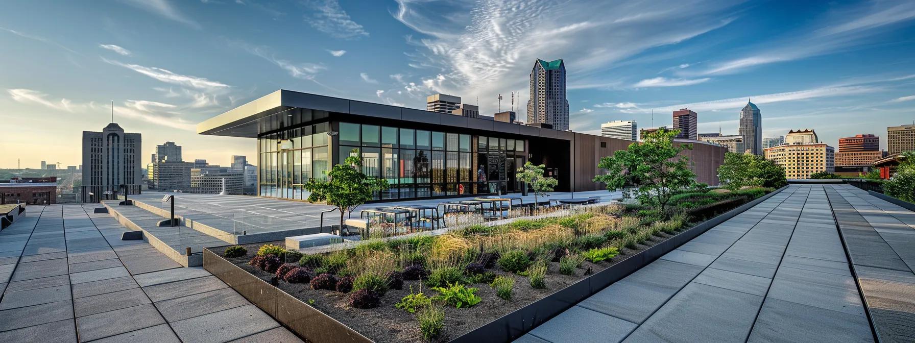 a modern urban rooftop, prominently featuring sleek, energy-efficient roofing materials that reflect innovative designs, while showcasing a skyline view of saint louis in the background, emphasizing a progressive approach to climate control and energy savings. a modern urban rooftop, prominently featuring sleek, energy-efficient roofing materials that reflect innovative designs, while showcasing a skyline view of saint louis in the background, emphasizing a progressive approach to climate control and energy savings.