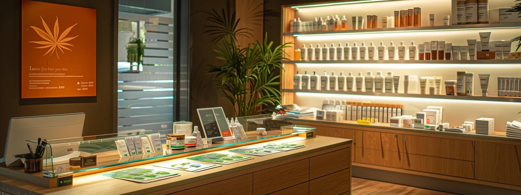 a modern urban wellness clinic interior features a sleek consultation space, with a softly illuminated table displaying various non-thc cannabinoid products alongside informational brochures on harm reduction strategies for daily thc users. a modern urban wellness clinic interior features a sleek consultation space, with a softly illuminated table displaying various non-thc cannabinoid products alongside informational brochures on harm reduction strategies for daily thc users.