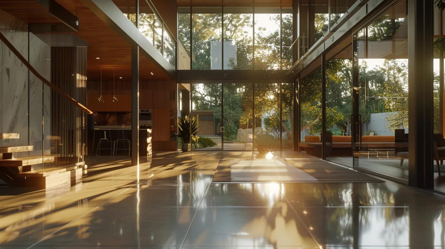 a modern, well-lit interior of a sustainable home showcases eco-conscious building materials like reclaimed wood and recycled steel, seamlessly integrated with energy-efficient technology, emphasizing a commitment to environmental stewardship. a modern, well-lit interior of a sustainable home showcases eco-conscious building materials like reclaimed wood and recycled steel, seamlessly integrated with energy-efficient technology, emphasizing a commitment to environmental stewardship.