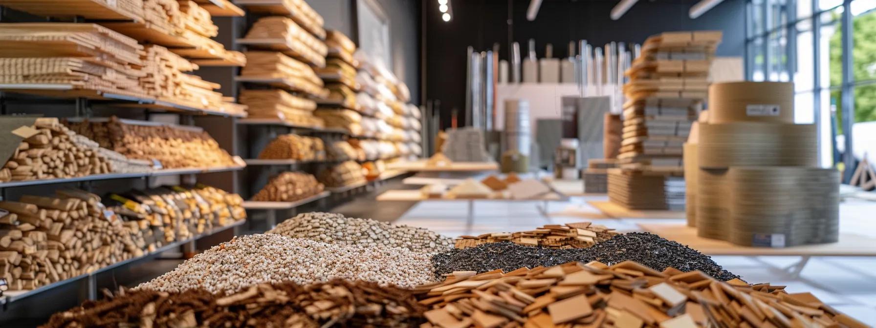 a neatly arranged display of various shingle bundles, showcasing their different sizes and colors, set against a clean and modern construction office backdrop with blueprints and roofing materials visible in the background. a neatly arranged display of various shingle bundles, showcasing their different sizes and colors, set against a clean and modern construction office backdrop with blueprints and roofing materials visible in the background.