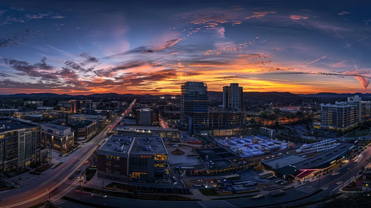 a panoramic view of a dynamic construction site in knoxville at sunset, showcasing various commercial buildings mid-construction, with a focus on workers collaborating amidst blueprints, emphasizing the theme of budgeting and project management in contractor services. a panoramic view of a dynamic construction site in knoxville at sunset, showcasing various commercial buildings mid-construction, with a focus on workers collaborating amidst blueprints, emphasizing the theme of budgeting and project management in contractor services.