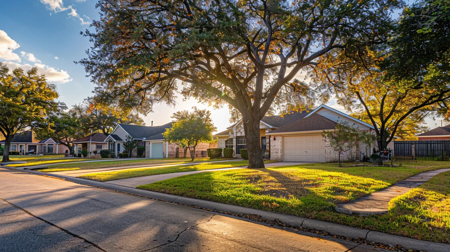 a picturesque residential neighborhood in harker heights, tx, bathed in the warm glow of golden hour, showcases charming single-family homes, lined sidewalks, and inviting trees, all reflecting a vibrant community atmosphere that families adore for its convenience and connection. a picturesque residential neighborhood in harker heights, tx, bathed in the warm glow of golden hour, showcases charming single-family homes, lined sidewalks, and inviting trees, all reflecting a vibrant community atmosphere that families adore for its convenience and connection.