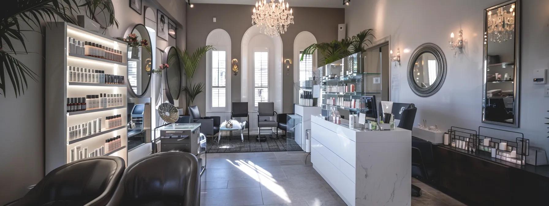 a polished beauty salon interior captures a stylist expertly applying a keratin lash lift treatment to a client, showcasing the elegant transformation of curled, healthy lashes under soft, flattering lighting.