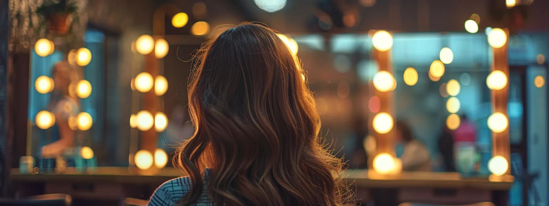 A woman with smooth, well-maintained hair facing a salon mirror, representing the impact of long-term preventative measures like regular trims, deep conditioning, and protective styling in avoiding tangles. A woman with smooth, well-maintained hair facing a salon mirror, representing the impact of long-term preventative measures like regular trims, deep conditioning, and protective styling in avoiding tangles.
