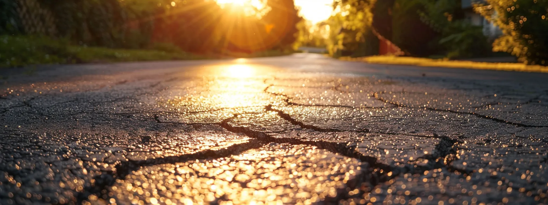 a pristine, well-maintained asphalt driveway displays a beautifully sealed crack repair, basking in warm golden sunlight that accentuates the smooth surface, symbolizing the long-term financial benefits of careful property maintenance. a pristine, well-maintained asphalt driveway displays a beautifully sealed crack repair, basking in warm golden sunlight that accentuates the smooth surface, symbolizing the long-term financial benefits of careful property maintenance.