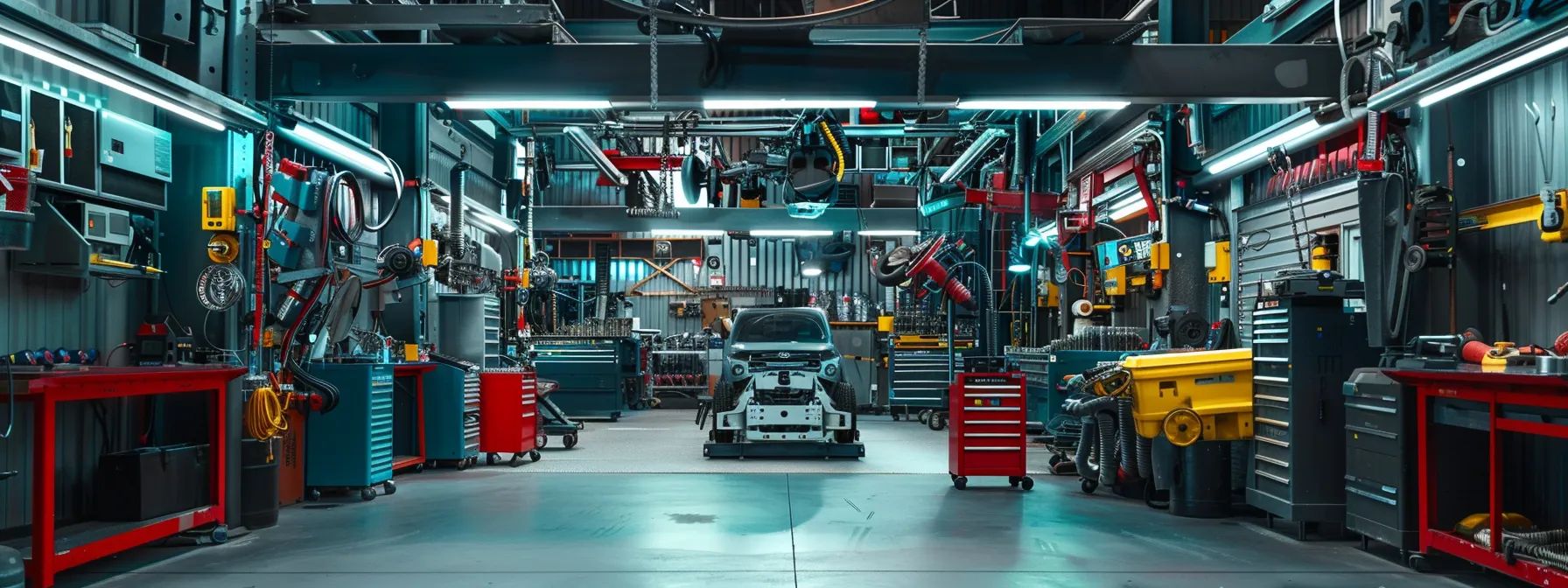 a professional automotive mechanic shop is bustling with focused technicians meticulously calibrating advanced rotary adas systems, surrounded by diagnostic equipment and a vibrant array of vehicle parts, emphasizing the importance of precise adjustments for optimal automotive safety.