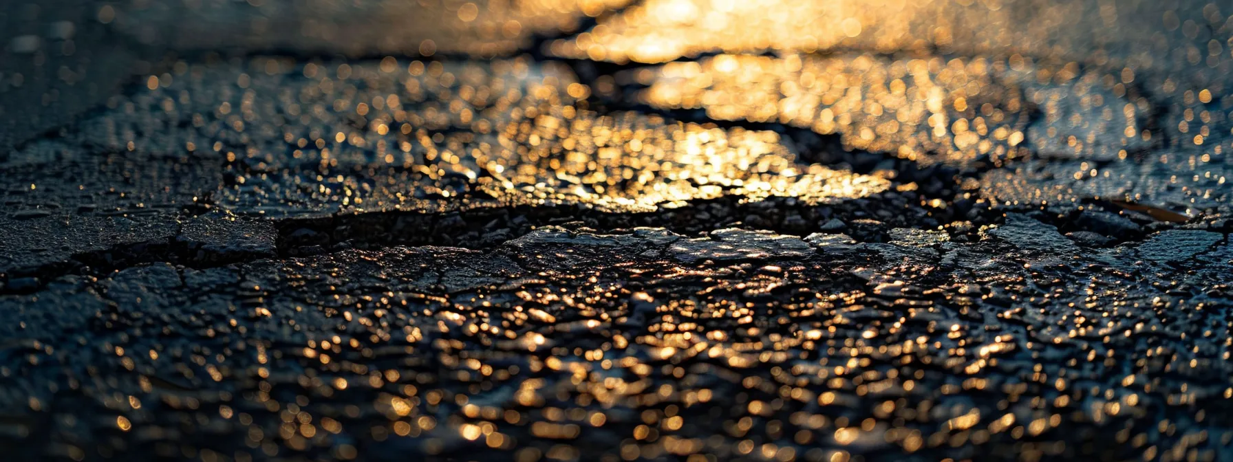 a professional-grade close-up shot of a smooth san diego asphalt surface prominently featuring freshly applied crack filler, highlighting its glossy sealant texture under soft office lighting to emphasize the benefits of timely maintenance and repair.