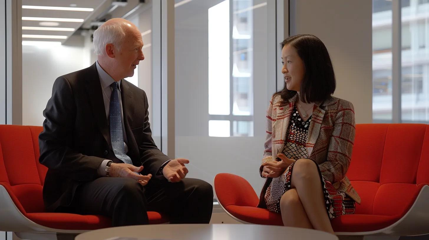 a professional consultant and a client engage in a focused discussion in a modern office setting, illuminated by bright overhead lights, as they collaboratively navigate challenges and explore strategic solutions. a professional consultant and a client engage in a focused discussion in a modern office setting, illuminated by bright overhead lights, as they collaboratively navigate challenges and explore strategic solutions.