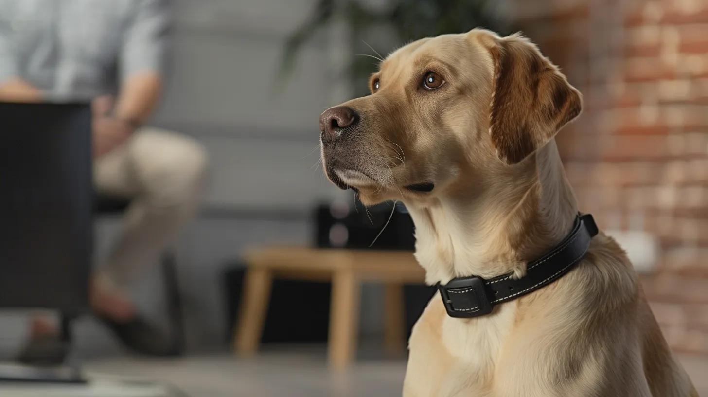 a professional dog trainer demonstrates the precise fitting and proper use of a martingale collar on a well-behaved dog in a sleek, modern training studio, highlighting the collar's effective control and adjustment features. a professional dog trainer demonstrates the precise fitting and proper use of a martingale collar on a well-behaved dog in a sleek, modern training studio, highlighting the collar's effective control and adjustment features.