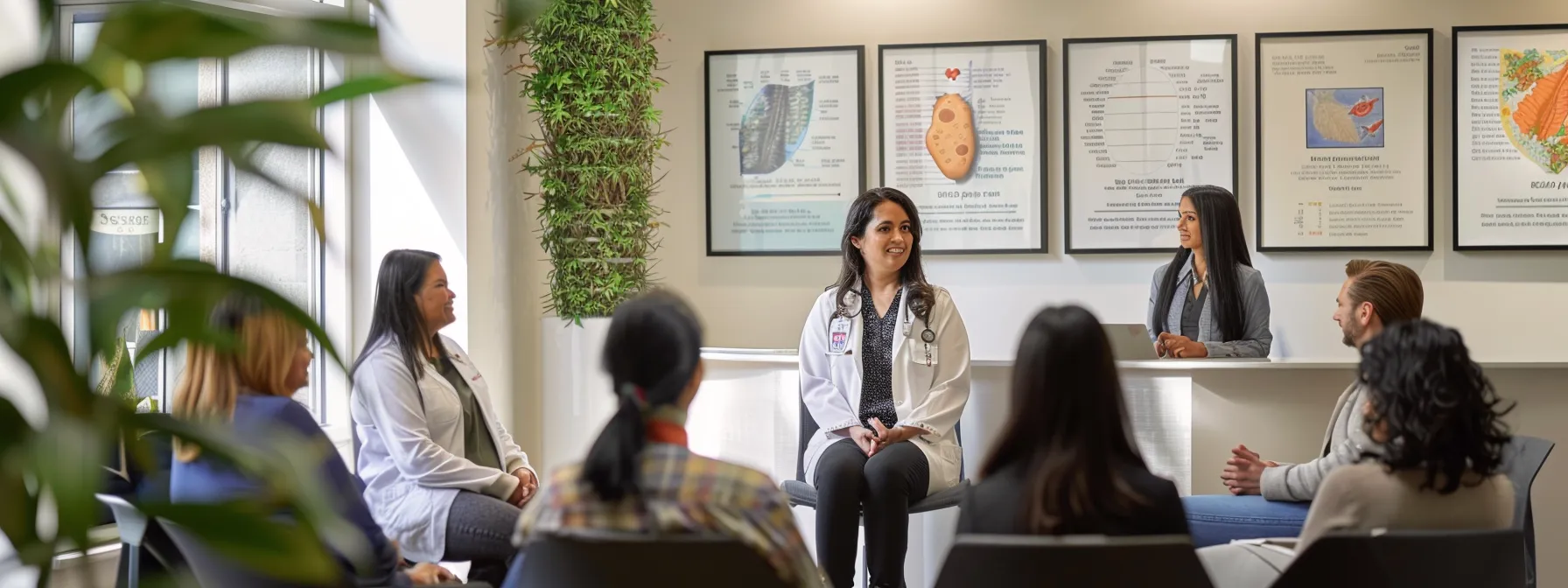 a professional healthcare consultation room illuminated by soft overhead lighting displays an expert advising a diverse group of individuals on the safety and side effects of ashwagandha, with informative charts and wellness brochures prominently featured in the background. a professional healthcare consultation room illuminated by soft overhead lighting displays an expert advising a diverse group of individuals on the safety and side effects of ashwagandha, with informative charts and wellness brochures prominently featured in the background.