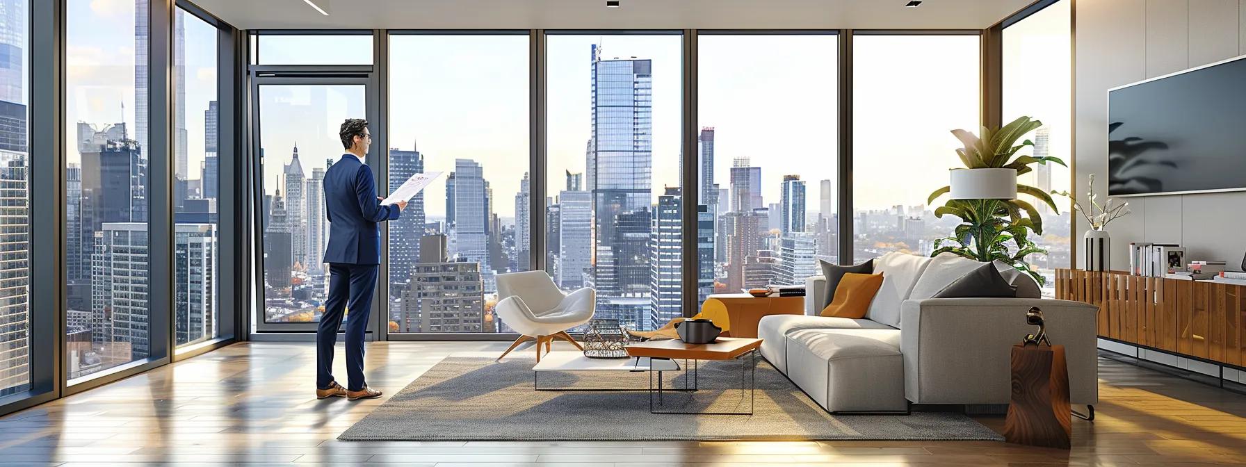 a professional real estate agent stands confidently in a modern office, presenting a detailed property disclosure document to a prospective buyer, with the city skyline visible through the floor-to-ceiling windows behind them, capturing the essence of transparency in real estate transactions. a professional real estate agent stands confidently in a modern office, presenting a detailed property disclosure document to a prospective buyer, with the city skyline visible through the floor-to-ceiling windows behind them, capturing the essence of transparency in real estate transactions.