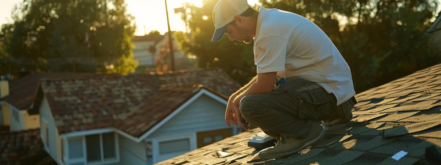 a professional roofing inspector meticulously examines a recently cleaned flat roof from an elevated vantage point, highlighting the gleaming shingles and scrutinizing for any signs of mold or damage under bright artificial lighting. a professional roofing inspector meticulously examines a recently cleaned flat roof from an elevated vantage point, highlighting the gleaming shingles and scrutinizing for any signs of mold or damage under bright artificial lighting.