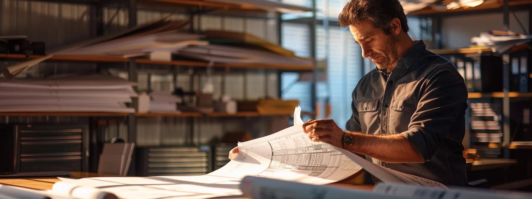 a professional roofing specialist reviews detailed blueprints in a modern office, surrounded by regulatory documents, showcasing expertise in navigating local building codes for efficient roof repair projects. a professional roofing specialist reviews detailed blueprints in a modern office, surrounded by regulatory documents, showcasing expertise in navigating local building codes for efficient roof repair projects.