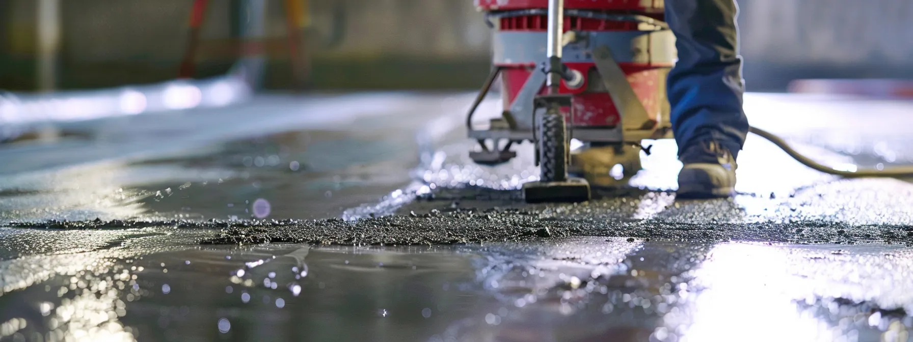 a professional technician skillfully applies high-quality crack filler to a weathered asphalt pavement in a well-lit urban repair facility, showcasing the importance of timely maintenance to extend the surface's lifespan.